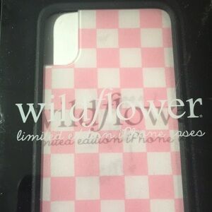New Wildflower IPhone X/Xs Pink and White Neon Checked Case